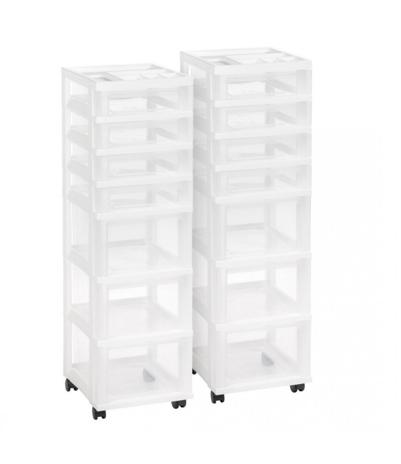Classic and stylish 7 drawer storage cart with storage box, white 2 / CT