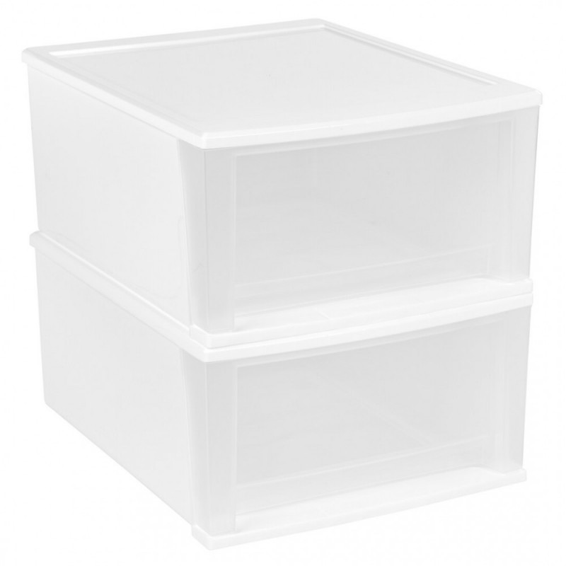 Modern 32 stacking drawers, white, 2 / PK