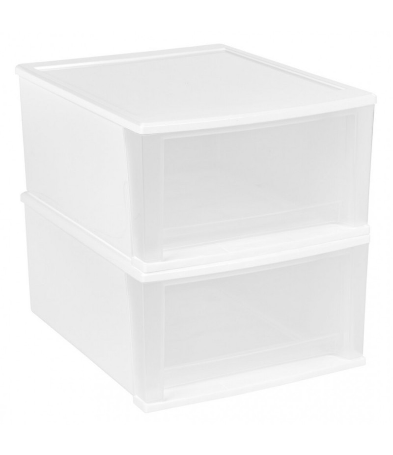 Modern 32 stacking drawers, white, 2 / PK