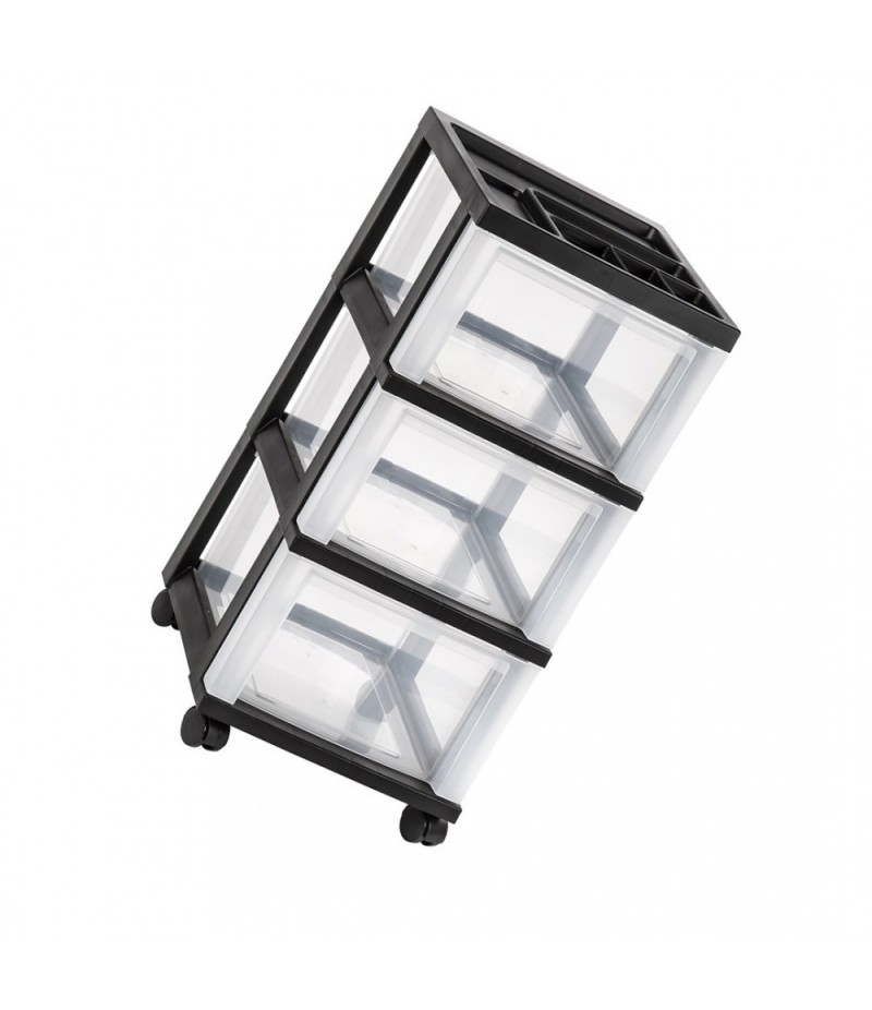 With storage box, practical 3-drawer storage cart, black* 10