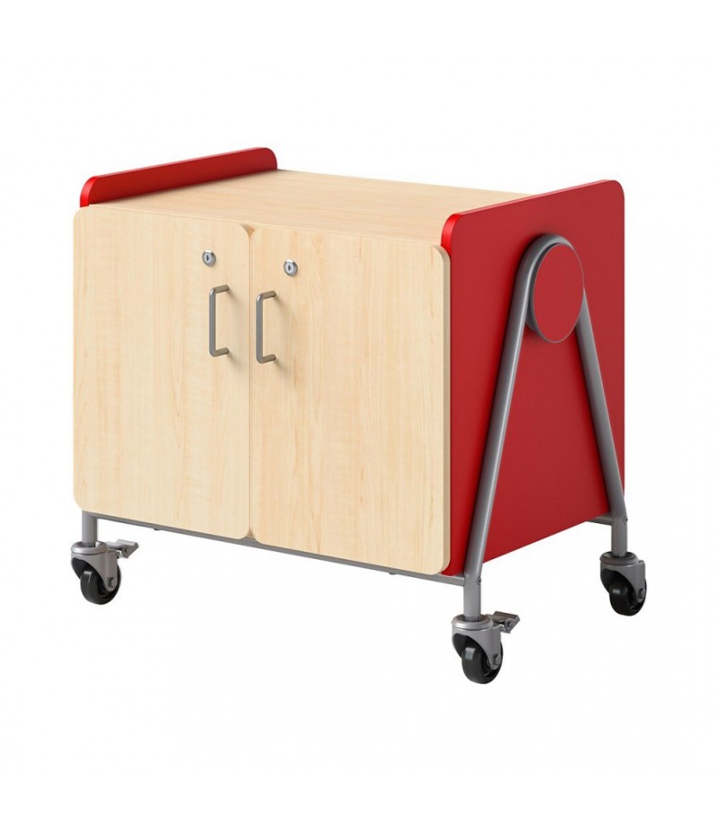 Cute 27.25 &quot;x 30&quot; particle board two column storage car, red