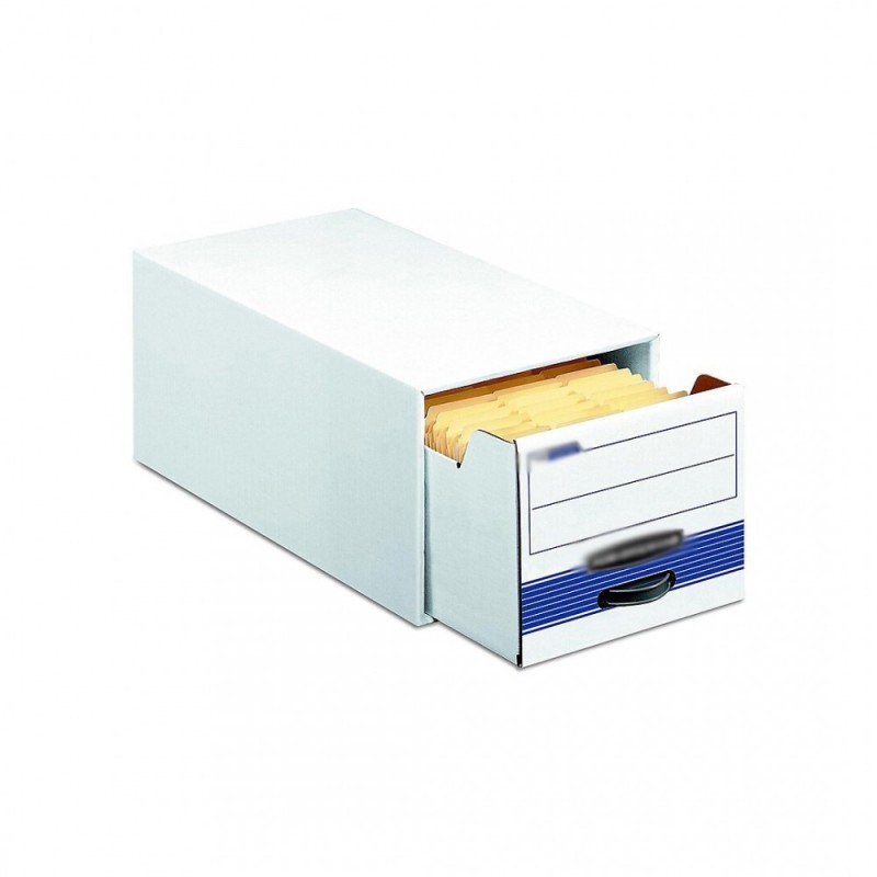 Modern and stylish file storage drawer, stackable, standard size, white/blue