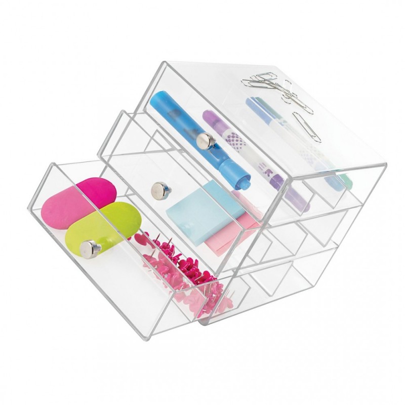 Stylish original 3-drawer plastic glass drawer, transparent