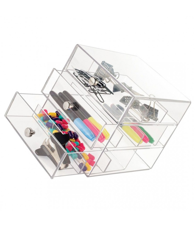 Stylish original 3-drawer plastic glass drawer, transparent