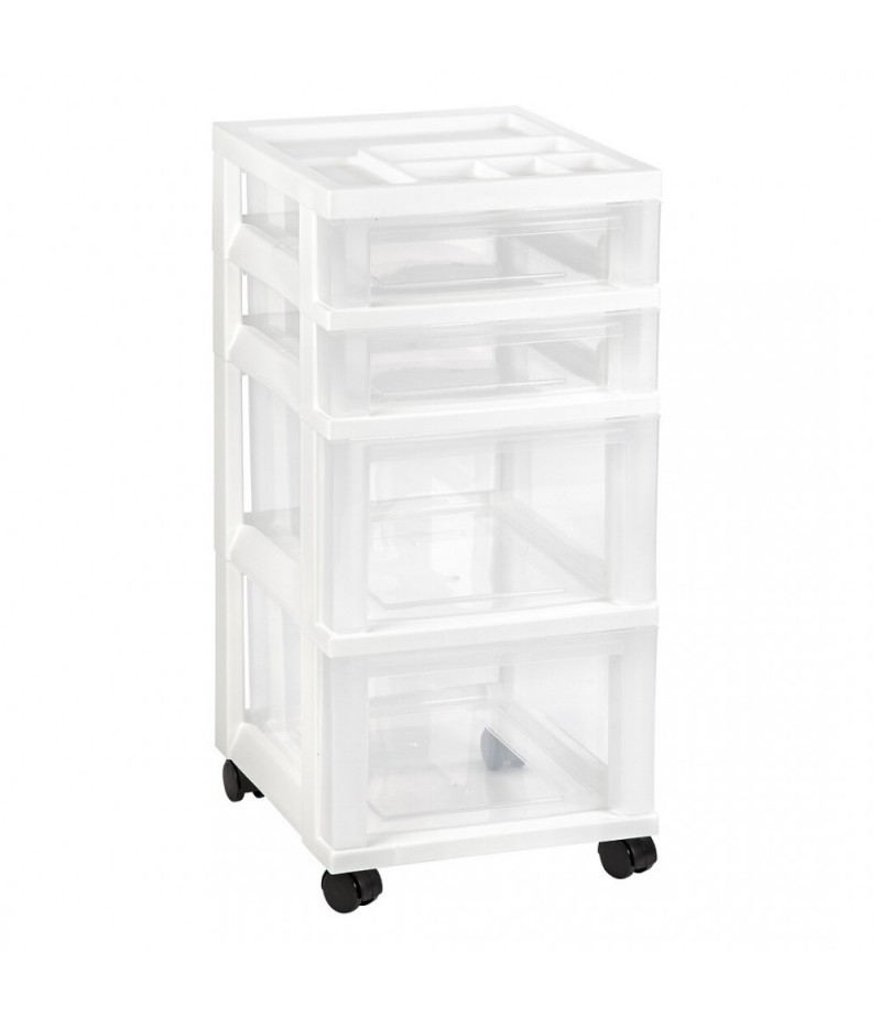 With storage rack, classic 4-drawer storage cart, white*10