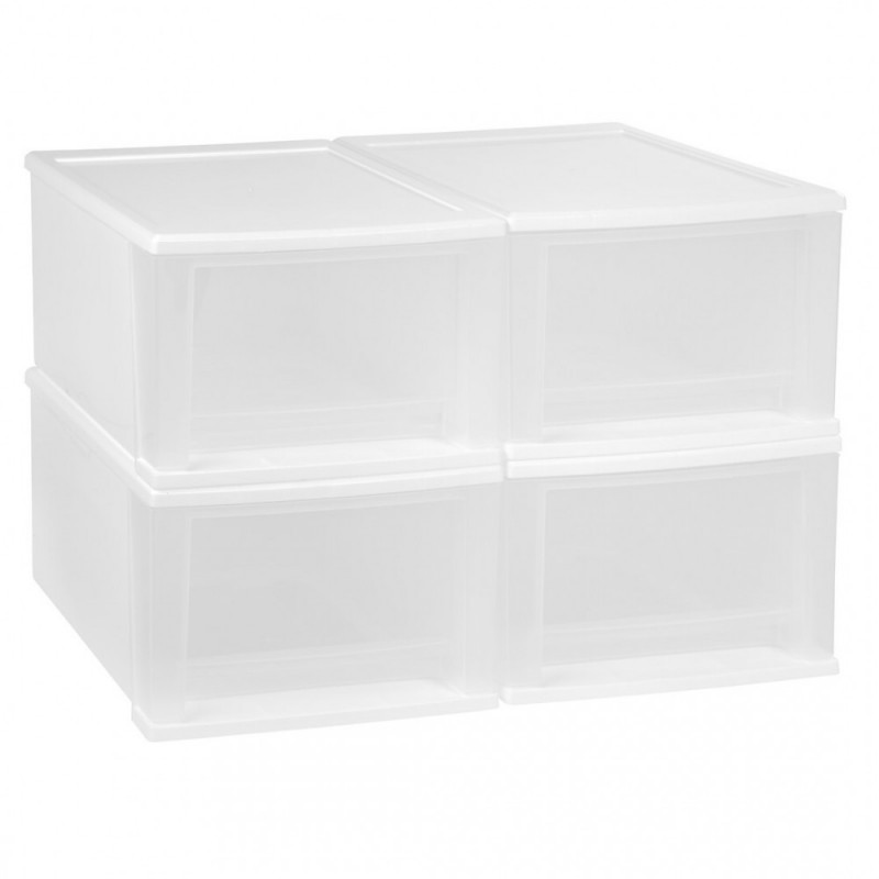 Modern 17 stacking drawers, white, 4/PK