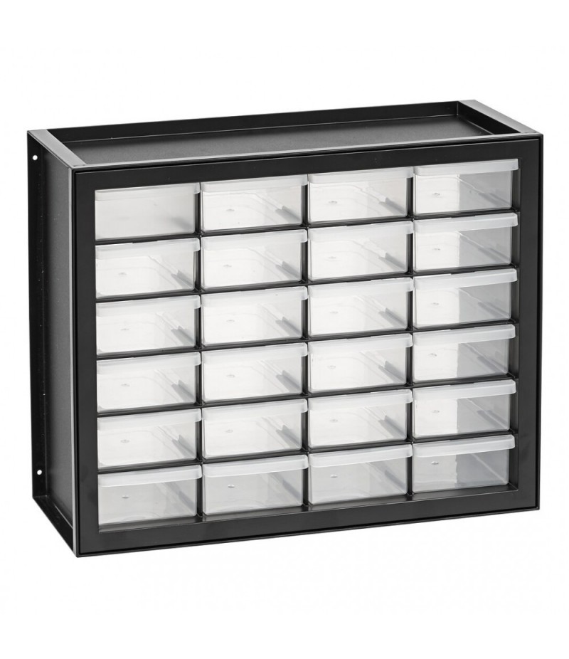 Durable 24 drawer parts cabinet, black