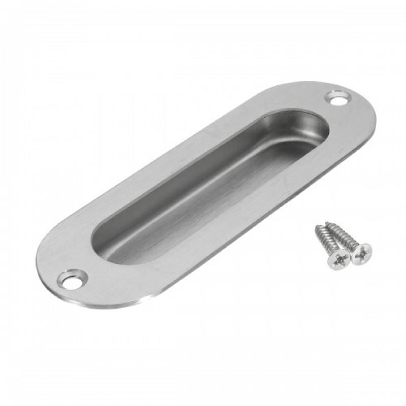Stainless Steel Oval Flat Flush Recessed Drawer Cabinet Cupboard Door Pull Handles Kit