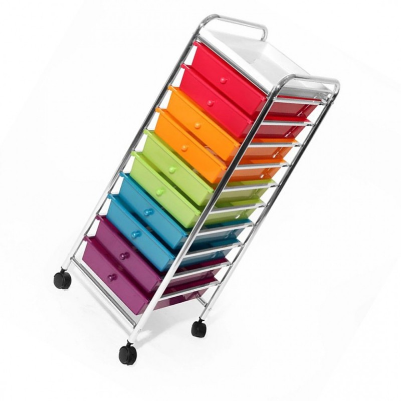 Modern classic 10 drawer handcart, pearl multicolor
