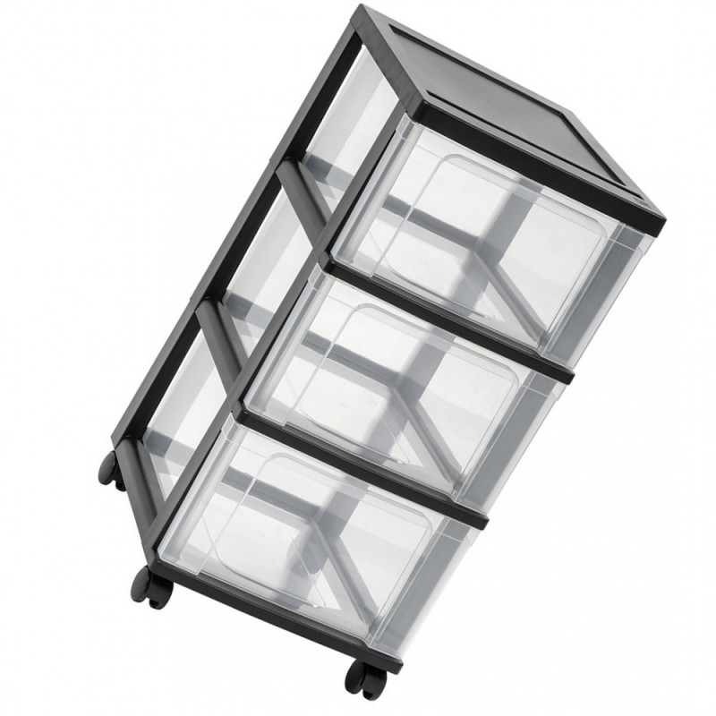 Fashionable 3 drawer narrow storage cart, black, 2 / PK* 10