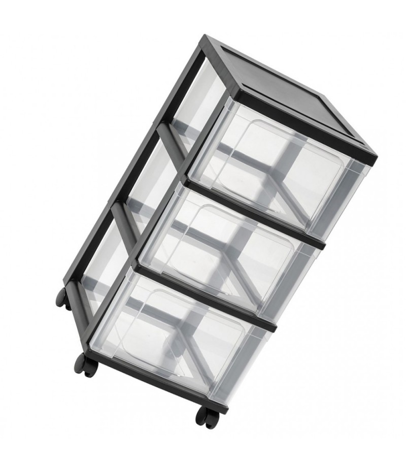 Fashionable 3 drawer narrow storage cart, black, 2 / PK* 10