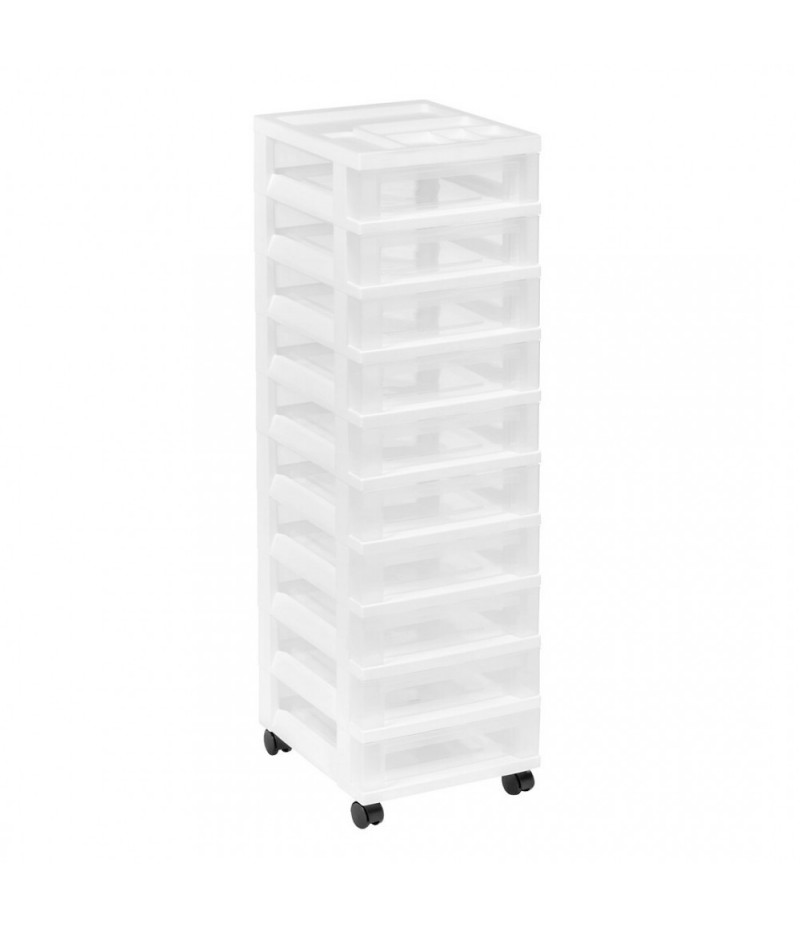 Fashion 10 drawer storage car, white